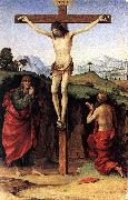 FRANCIA, Francesco Crucifixion with Sts John and Jerome dfh France oil painting artist